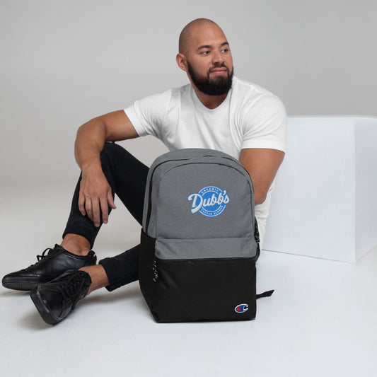 Embroidered Champion + DUBBS Backpack (Aqua Logo)